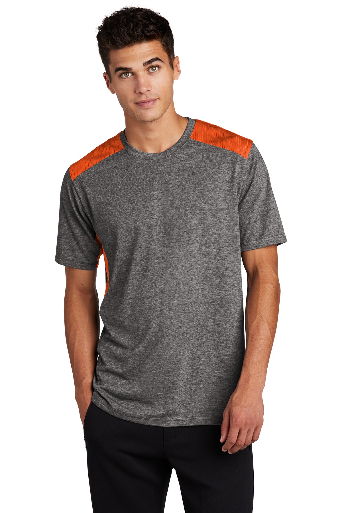 Sport-Tek ST410 Deep Orange / Dark Gray Heather