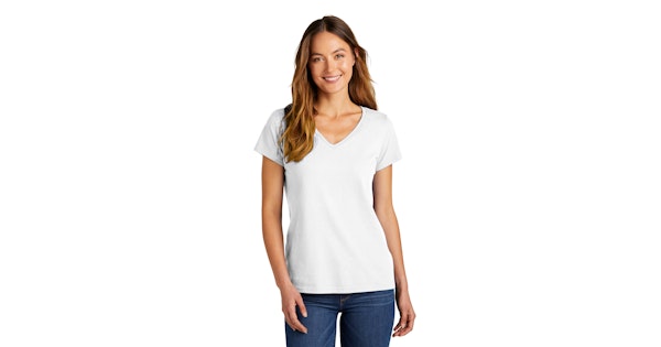 District Women's The Concert Tee V Neck Dt5002 White | Jiffy