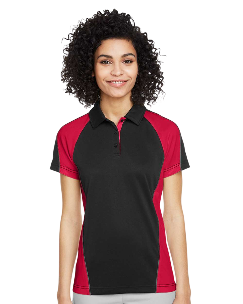 Harriton M385W Black / Red / Dark Chrc