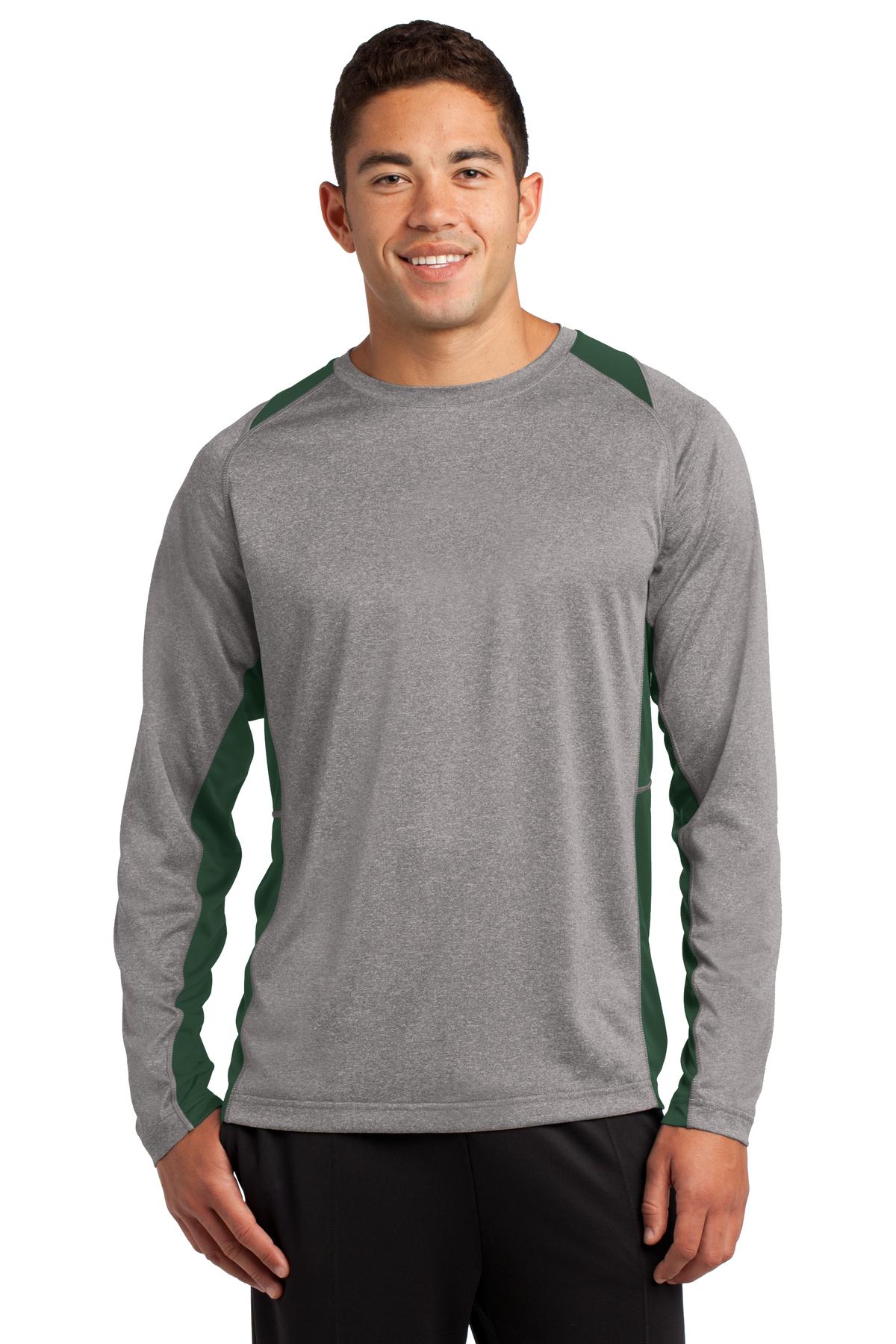 Sport-Tek ST361LS Vintage Heather / Forest Green