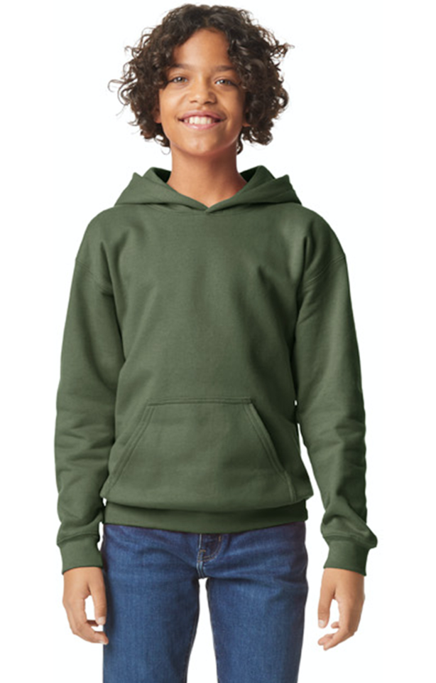 Gildan Youth Softstyle Midweight Fleece Hoodie Sf500 B Military Green Jiffy