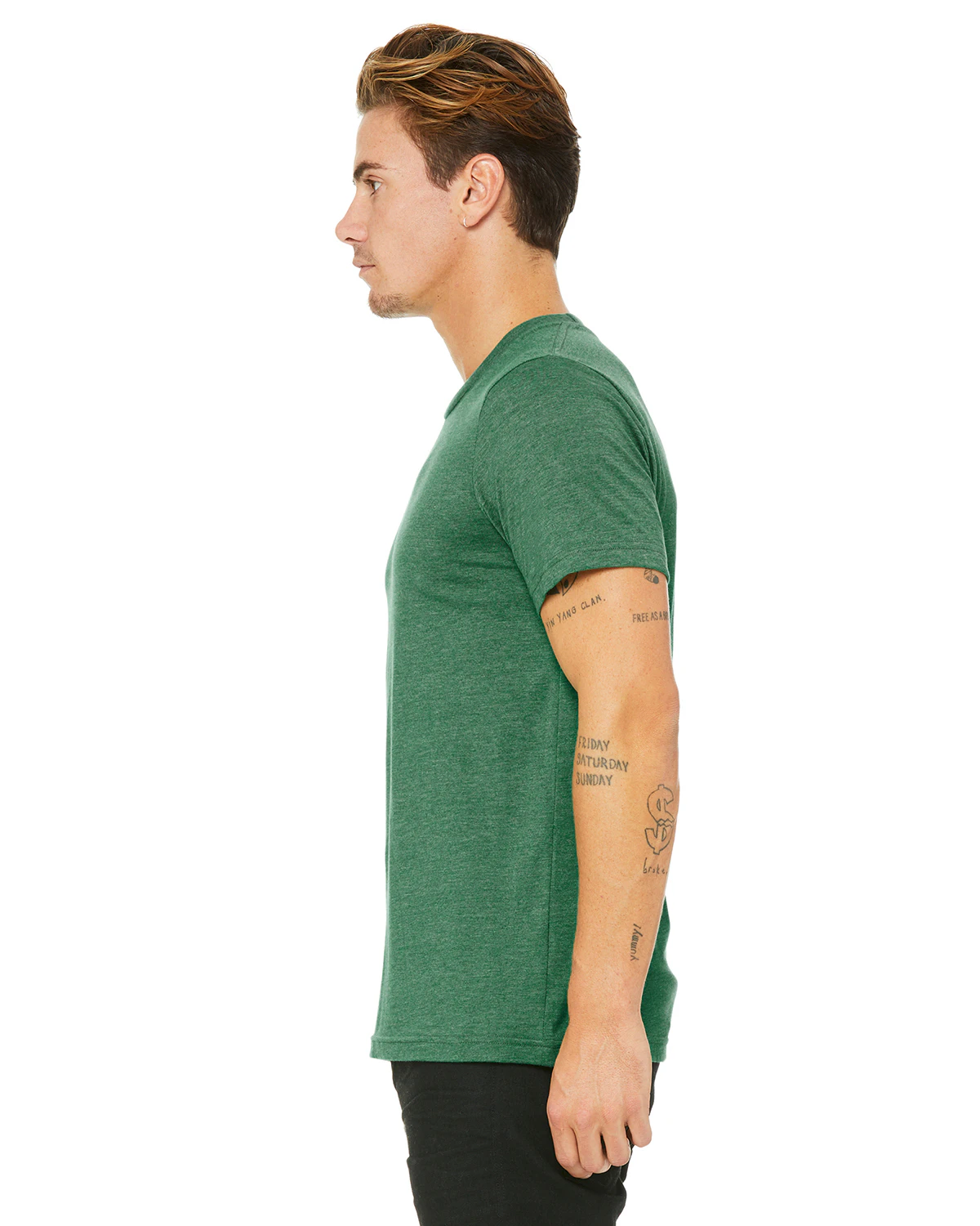 Custom T-Shirts Heather Grass Green - Bella + Canvas 3001CVC | Jiffy ...