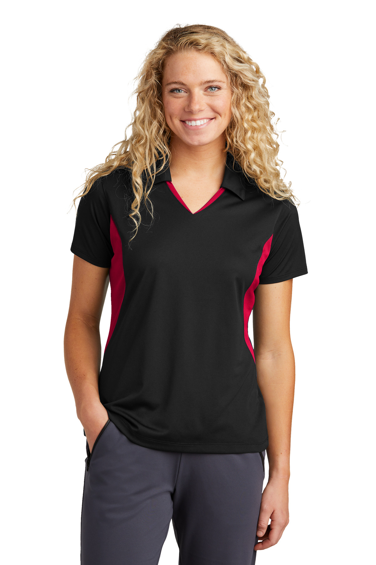 Sport-Tek LST655 Blk/DpRed