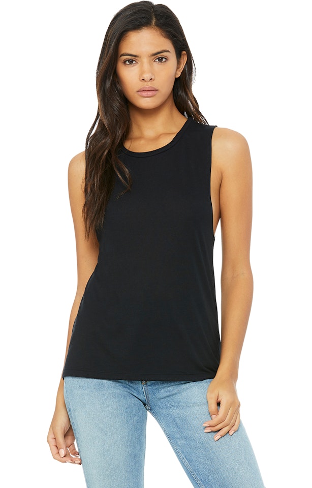 Bella Canvas Women's Flowy Scoop Muscle Tank B8803 Black Jiffy