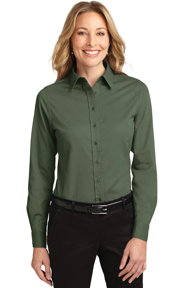 Port Authority L608 Ladies Long Sleeve Easy Care Shirt Clover Green S Port Authority L608 Ladies Long Sleeve Easy Care Shirt Clover Green S
