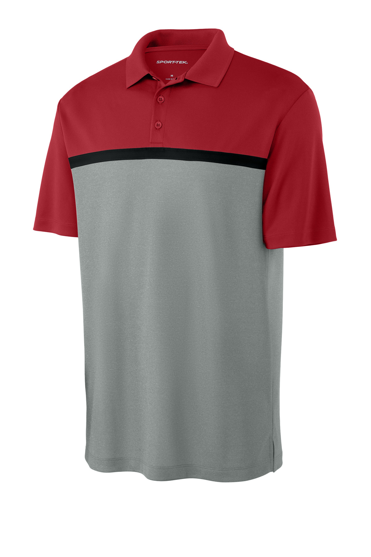 Sport-Tek ST741 Deep Red/Grey Concrete Heather/White