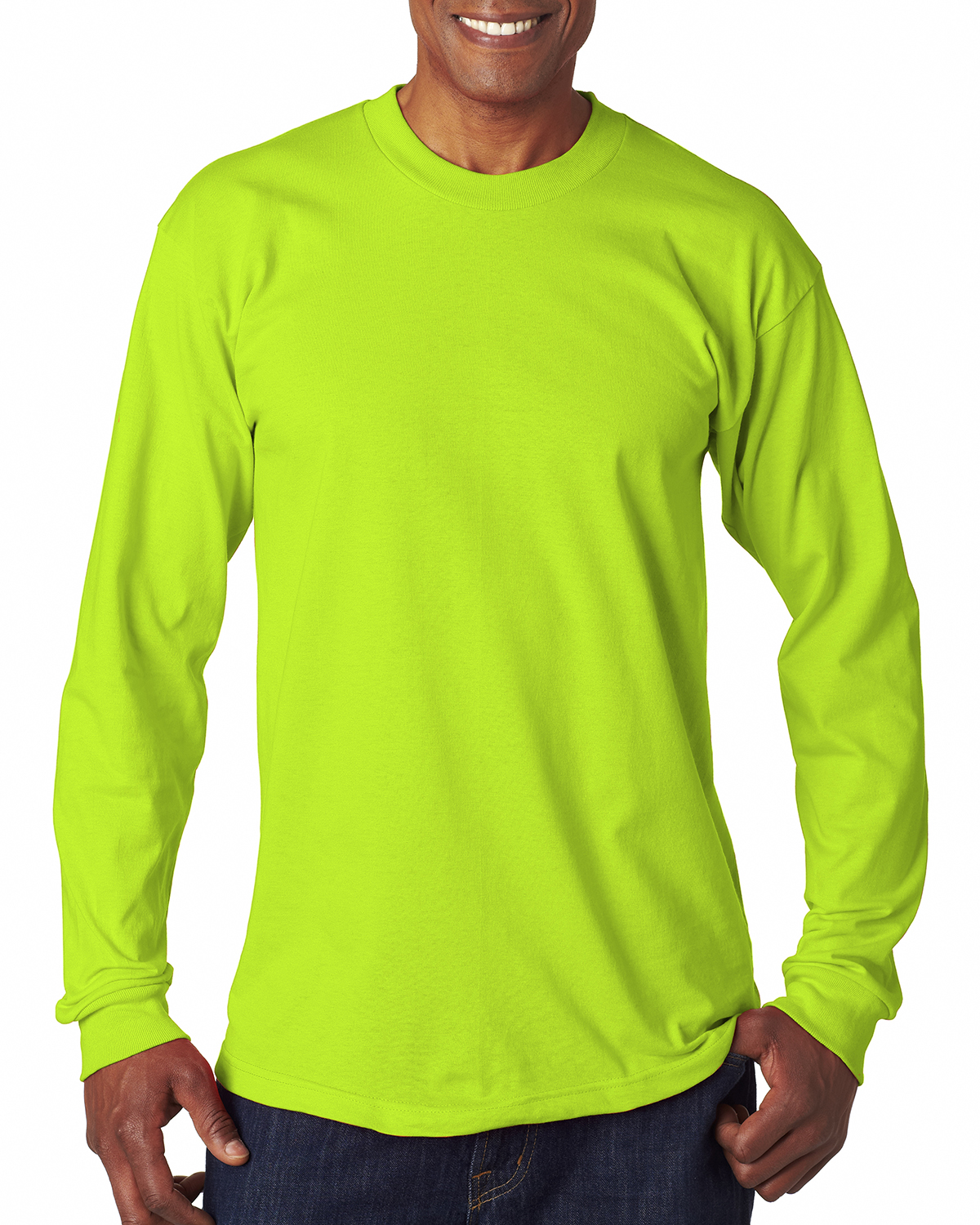 Bayside Unisex 100% Cotton Long Sleeve T Shirt Ba6100 Lime Green | Jiffy