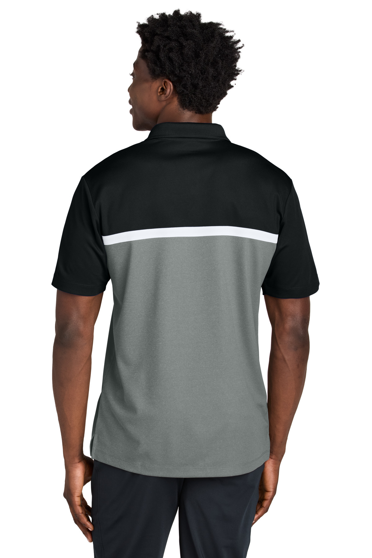 Sport-Tek ST741 Black/Grey Concrete Heather/White