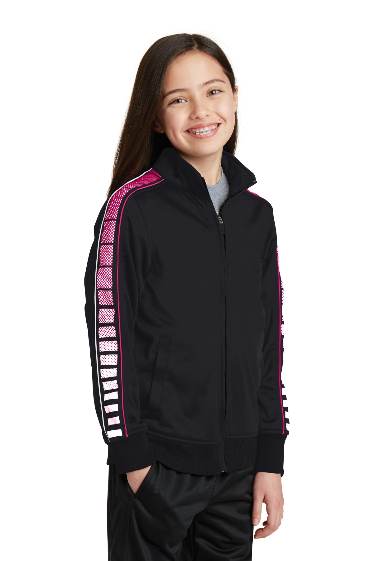 Sport-Tek YST93 Black / Pink Raspberry