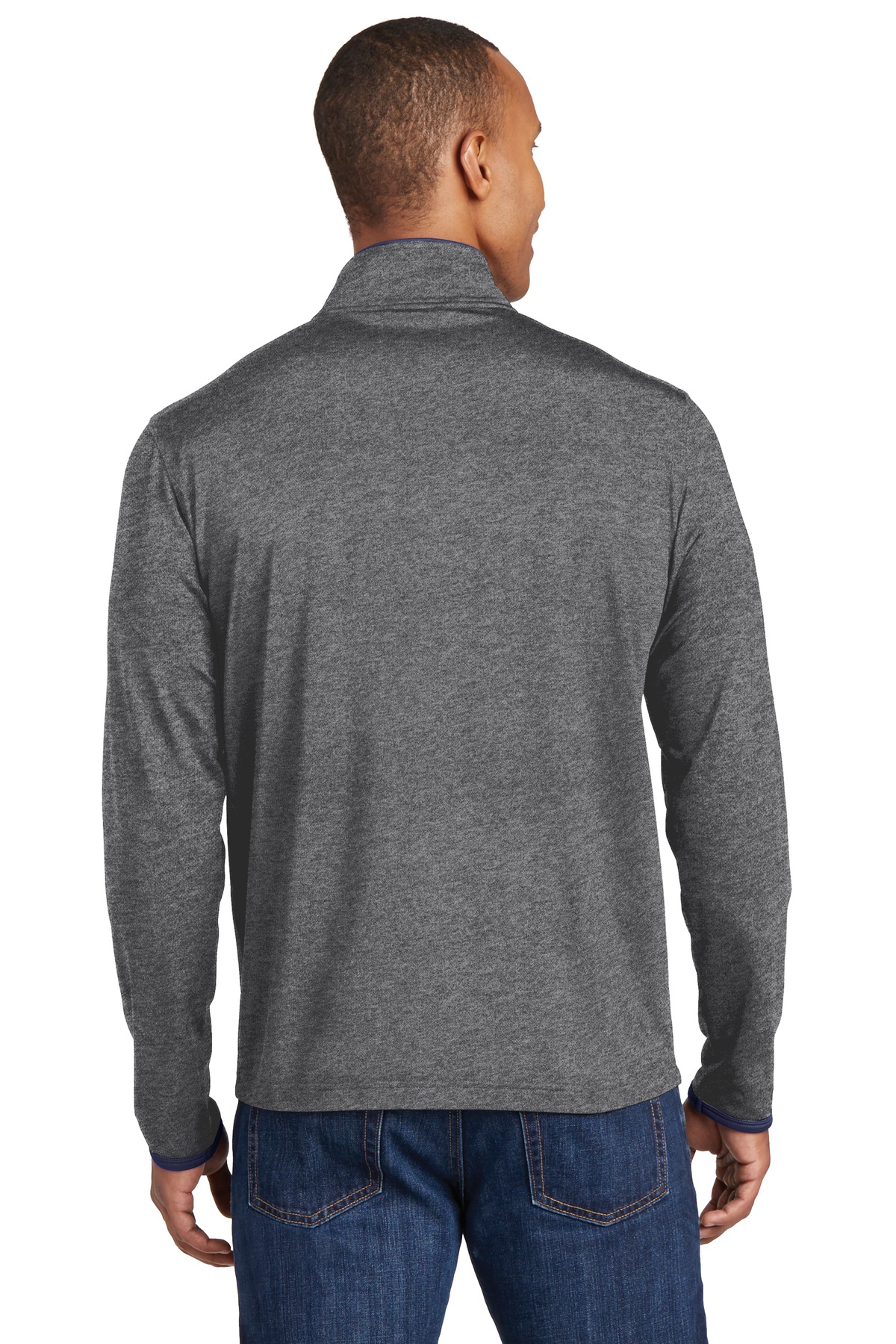 Sport-Tek ST853 Charcoal Gray Heather / True Navy