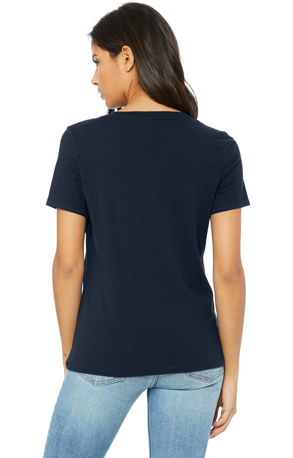 Bella Canvas Women's Relaxed Jersey V Neck T Shirt 6405 Navy | Jiffy