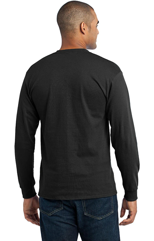 Port & Company Men's Tall Long Sleeve T-Shirt - 50/50 Cotton Blend, Left Chest Pocket, Lime 4XLT