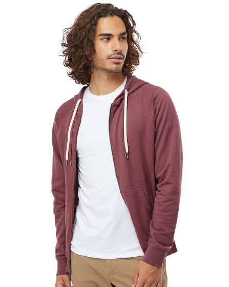 Independent Trading Unisex Lightweight Loopback Terry Zip