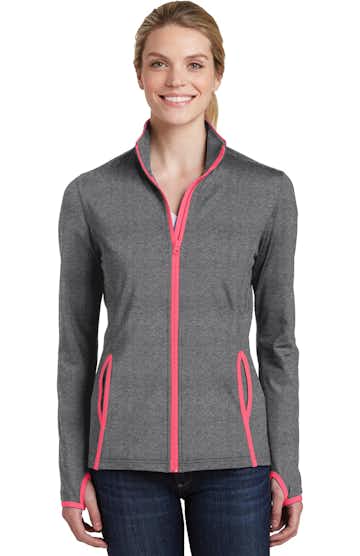 Sport-Tek LST853 Charcoal Gray Heather / Hot Coral