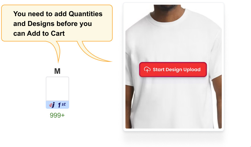 Empty Quantity box and Design Section
