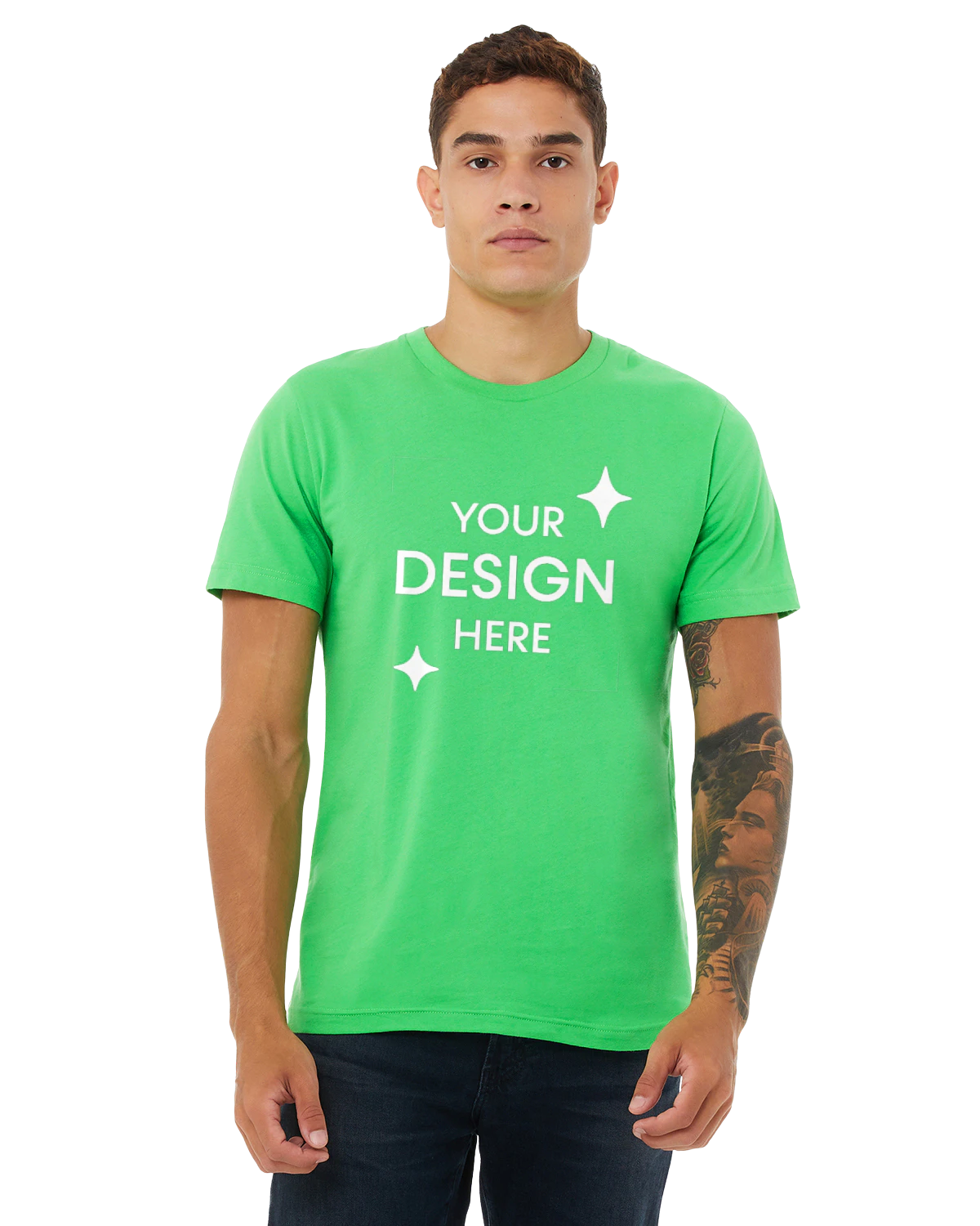 Custom T-Shirts Synthetic Green - Bella + Canvas 3001C | Jiffy Custom Print