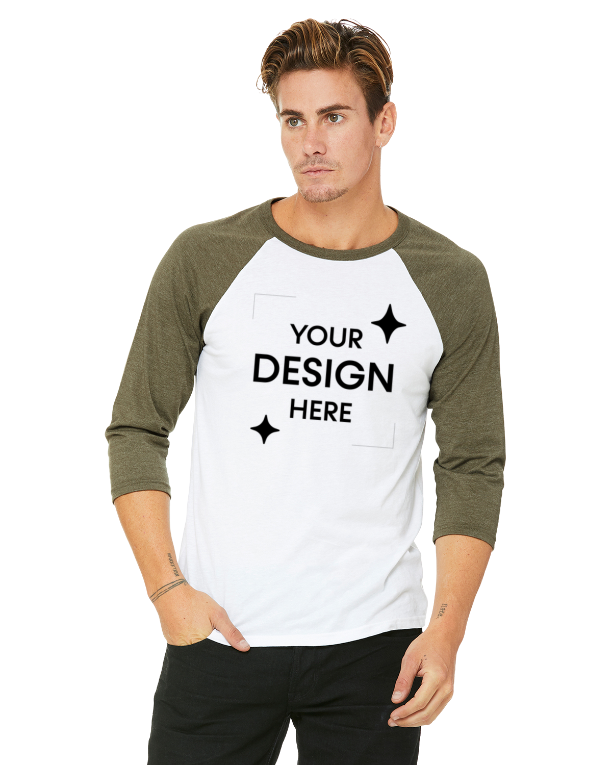 White / Heather Olive